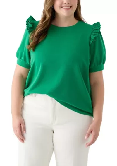 Plus Eyelet Ruffle Top