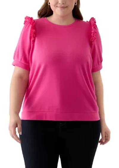 Plus Eyelet Ruffle Top