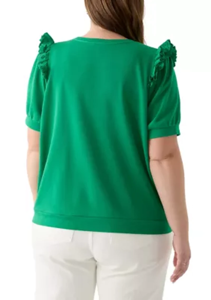 Plus Eyelet Ruffle Top