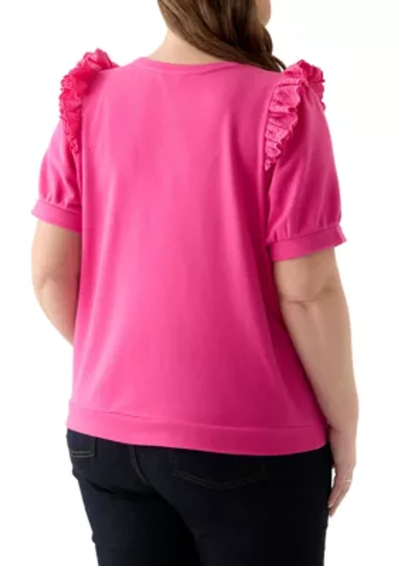 Plus Eyelet Ruffle Top