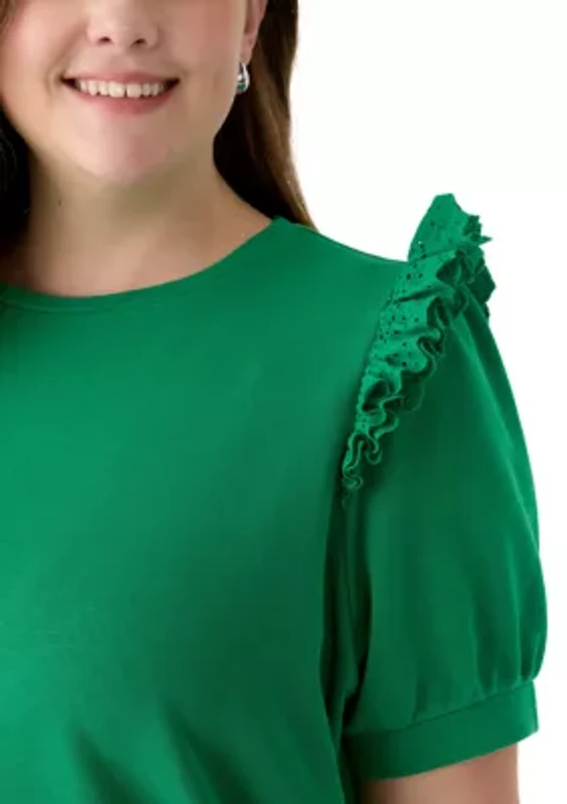 Plus Eyelet Ruffle Top