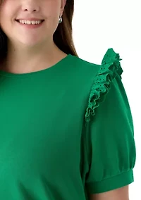 Plus Eyelet Ruffle Top