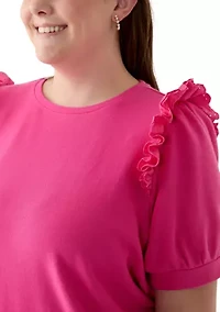 Plus Eyelet Ruffle Top