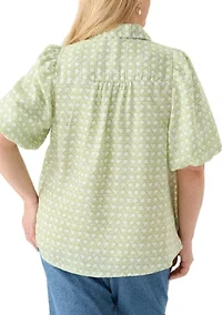 Plus Printed Button Down Shirt