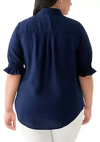 Plus Linen Button Down Shirt