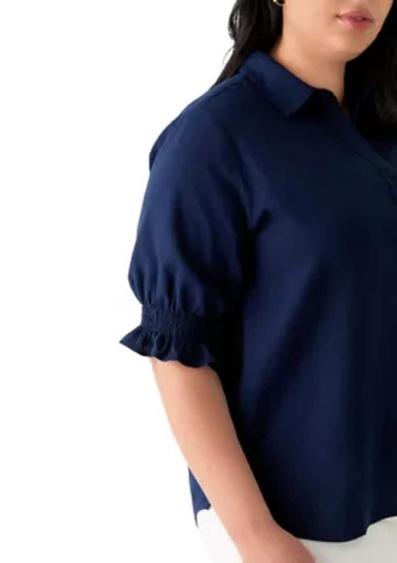 Plus Linen Button Down Shirt
