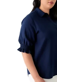 Plus Linen Button Down Shirt