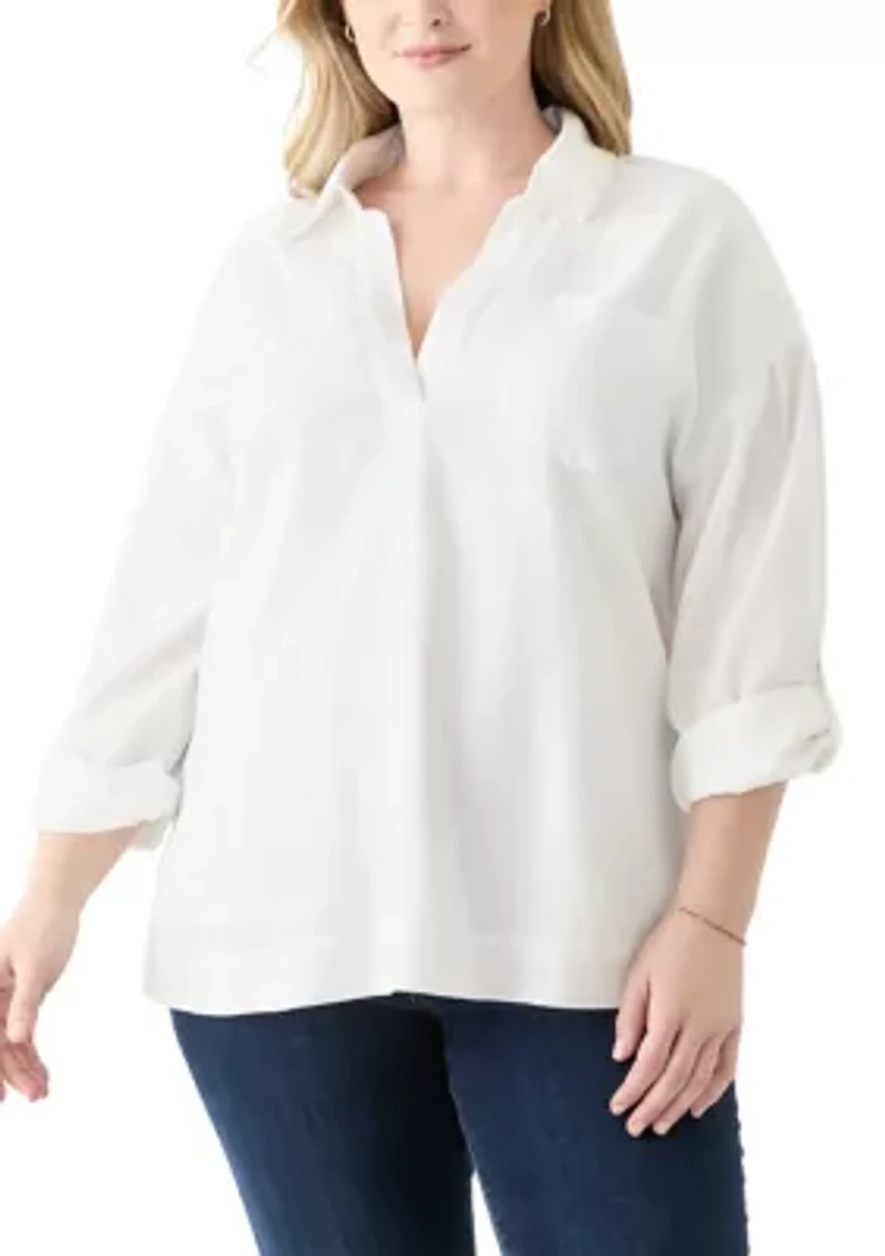 Plus Long Sleeve Popover Shirt