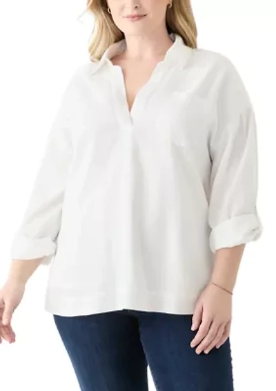 Plus Long Sleeve Popover Shirt