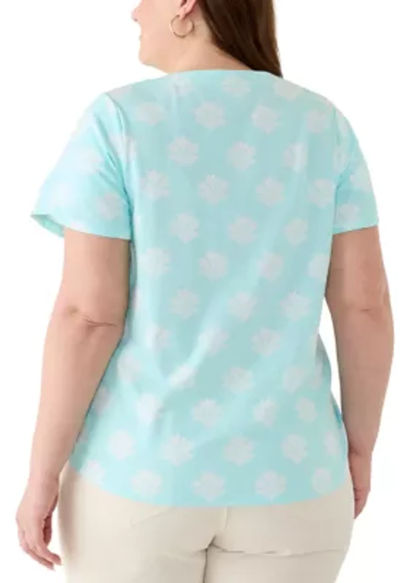 Plus Short Sleeve Split Ruffle T-Shirt