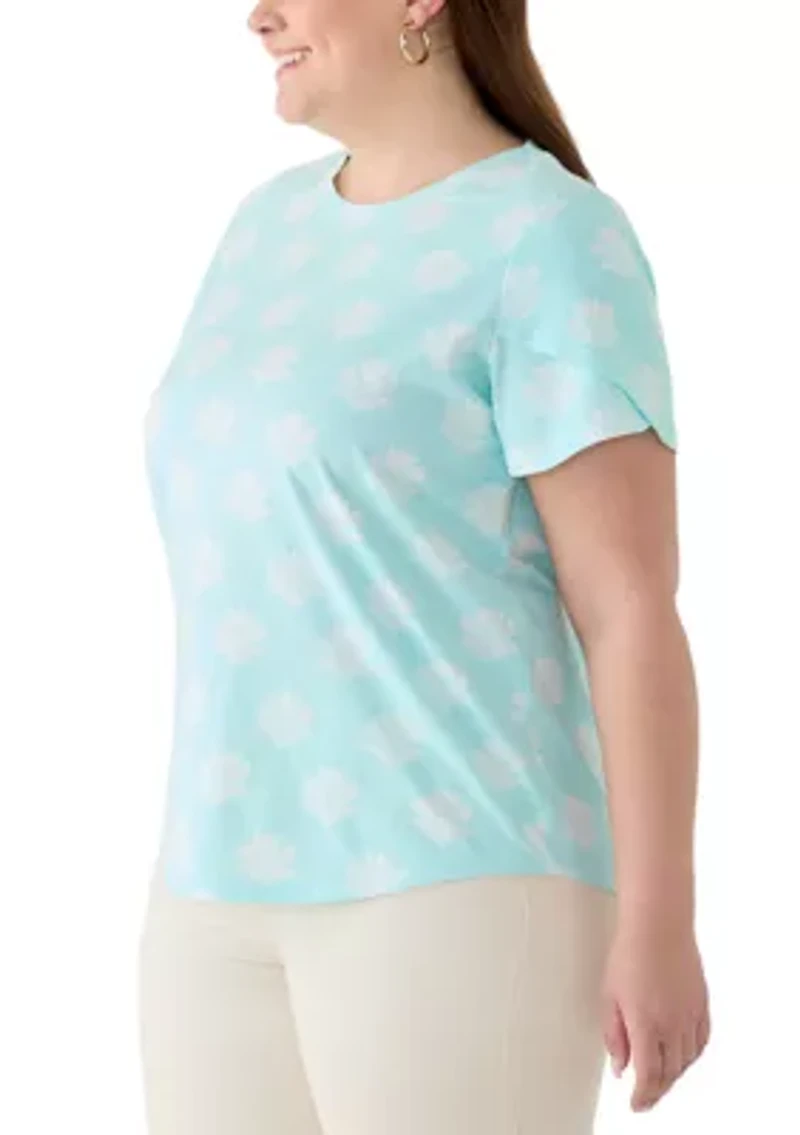 Plus Short Sleeve Split Ruffle T-Shirt