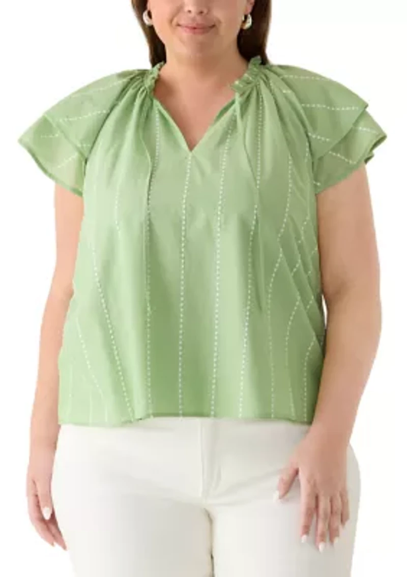 Plus Ruffle Sleeve Peasant Top