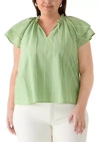 Plus Ruffle Sleeve Peasant Top
