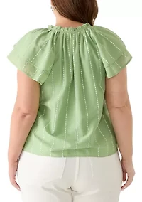 Plus Ruffle Sleeve Peasant Top