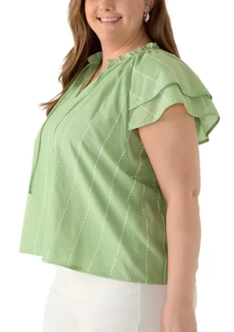 Plus Ruffle Sleeve Peasant Top