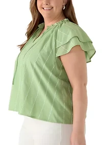 Plus Ruffle Sleeve Peasant Top