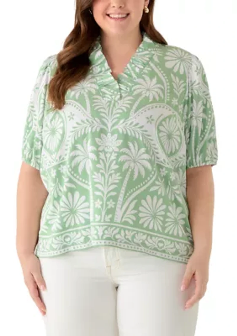 Plus Ruffle Neck Shirt