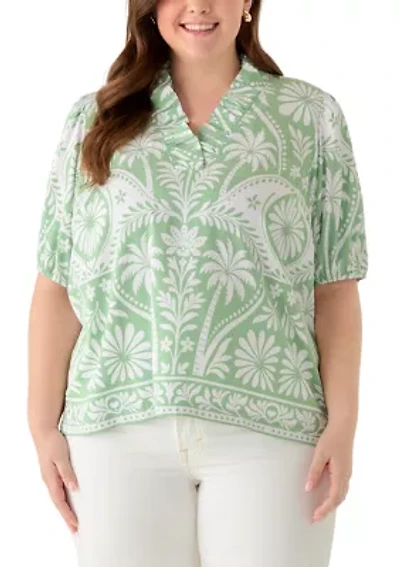Plus Ruffle Neck Shirt