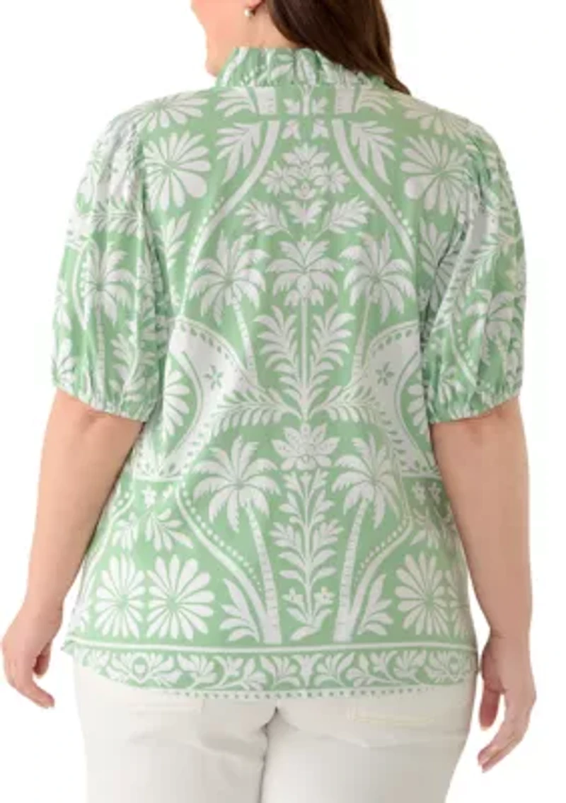 Plus Ruffle Neck Shirt