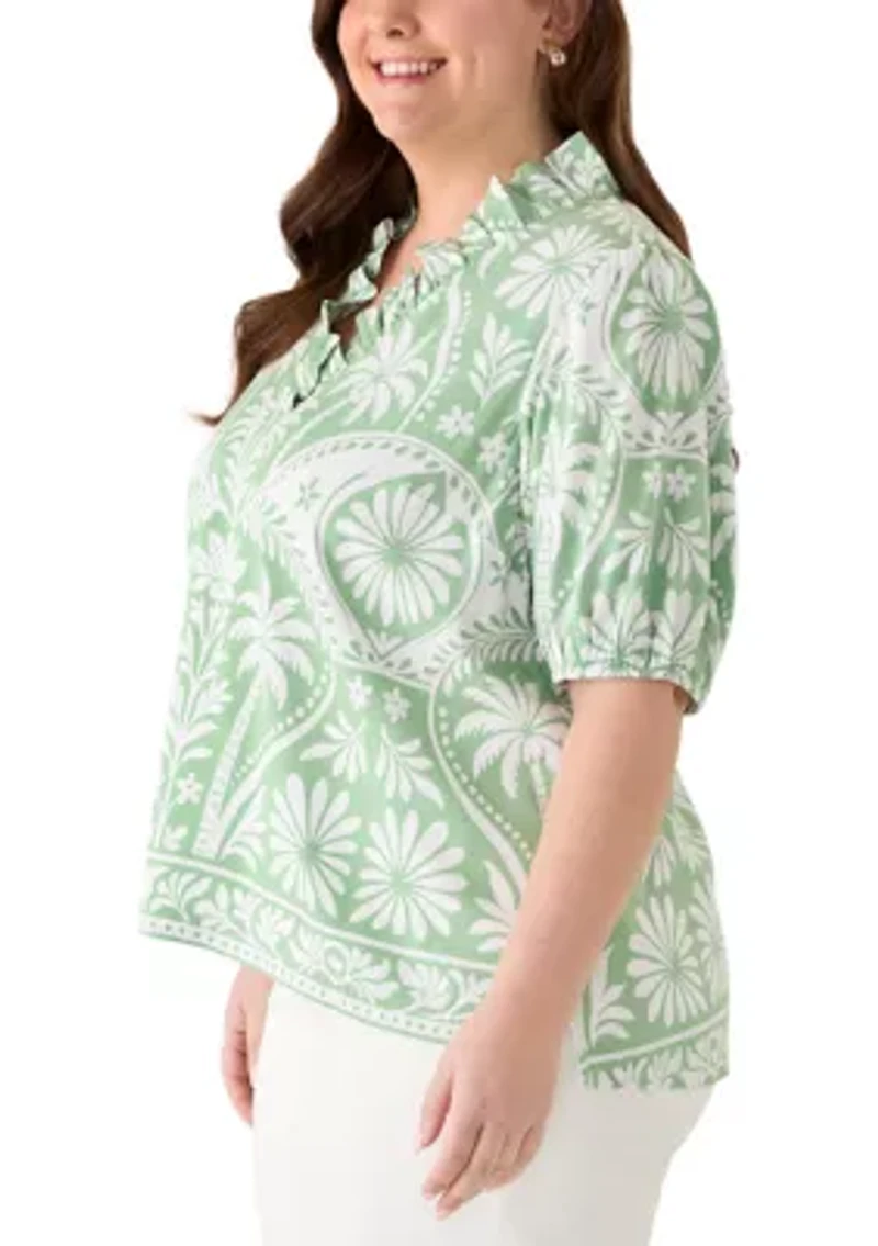 Plus Ruffle Neck Shirt
