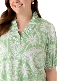 Plus Ruffle Neck Shirt