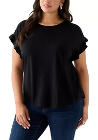 Plus Ruffle Sleeve Blouse
