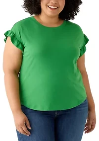 Plus Ruffle Sleeve Blouse