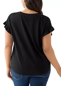 Plus Ruffle Sleeve Blouse