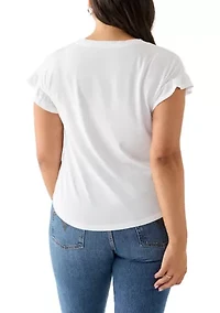 Plus Ruffle Sleeve Blouse