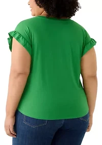 Plus Ruffle Sleeve Blouse