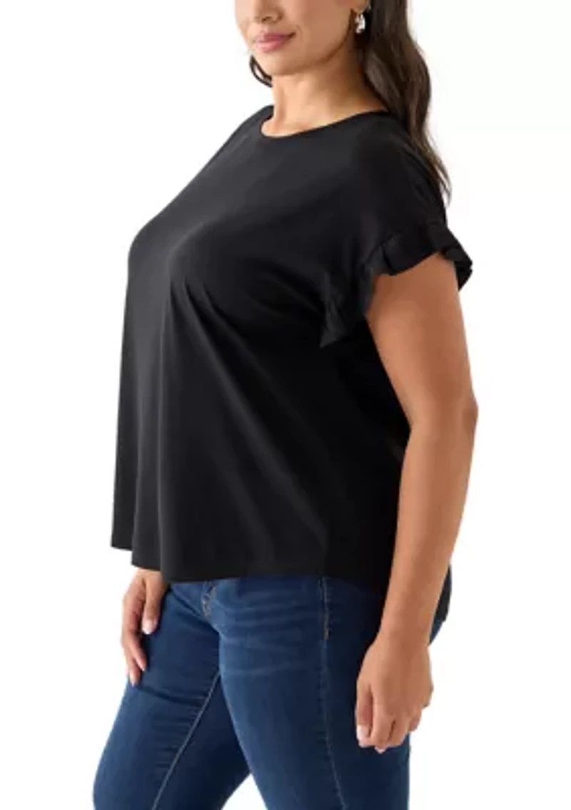 Plus Ruffle Sleeve Blouse
