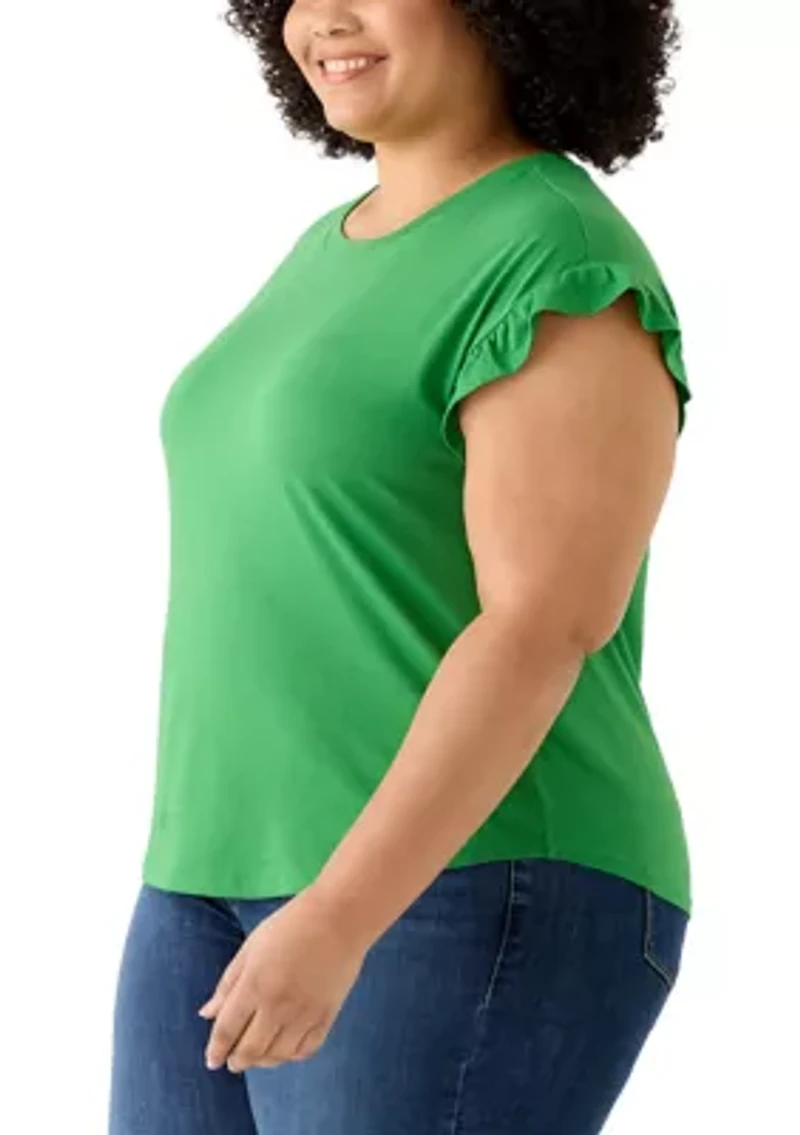 Plus Ruffle Sleeve Blouse