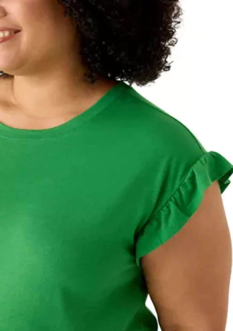 Plus Ruffle Sleeve Blouse