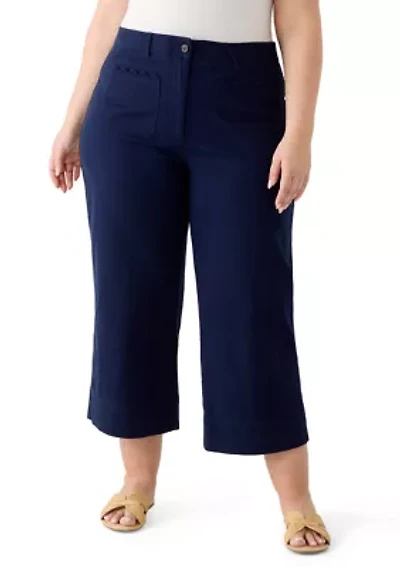 Plus Scalloped Twill Pants