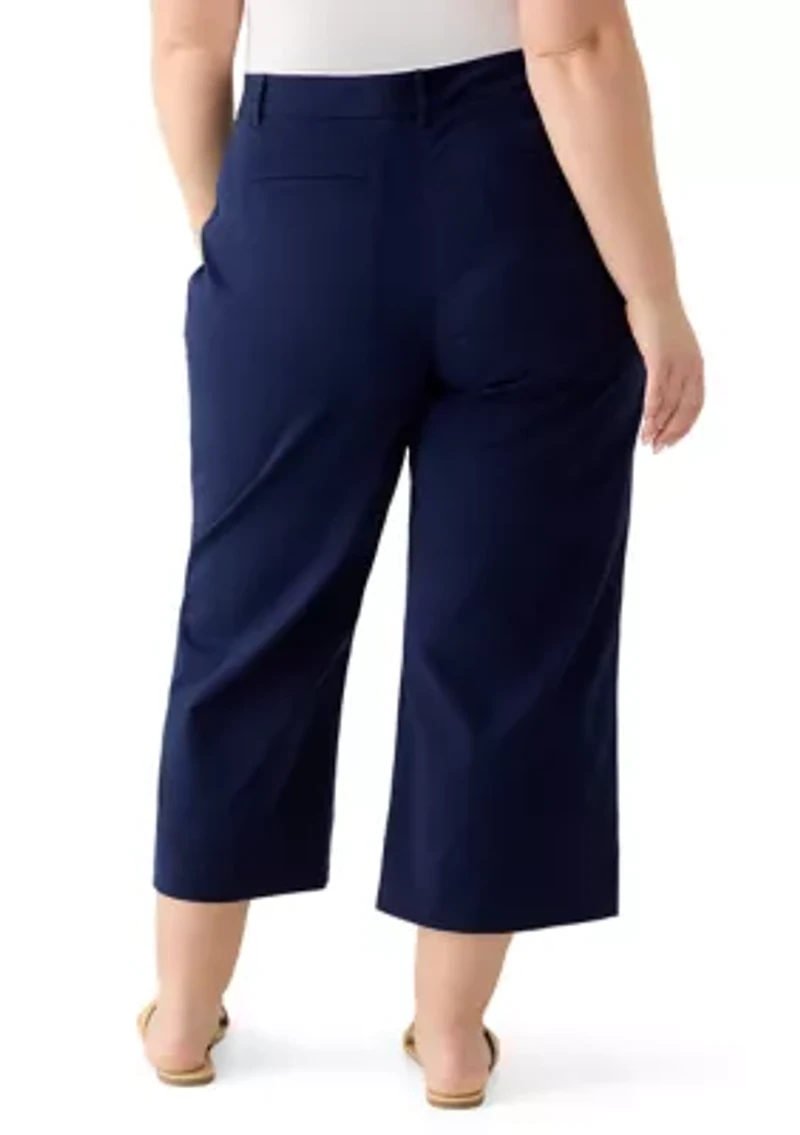 Plus Scalloped Twill Pants