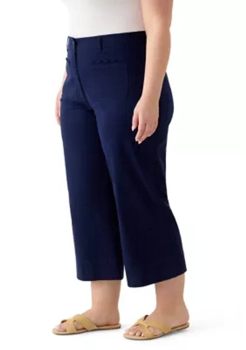 Plus Scalloped Twill Pants