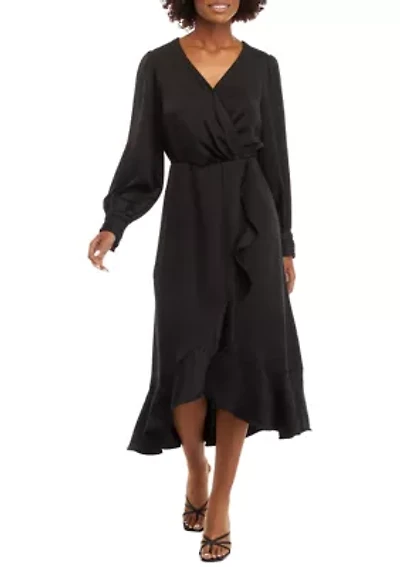 Women's Faux Wrapped Solid Dress