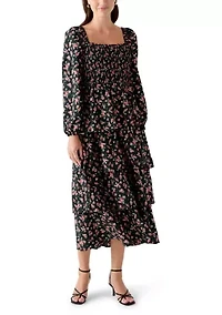 Women's Long Sleeve Tiered Midi Dress