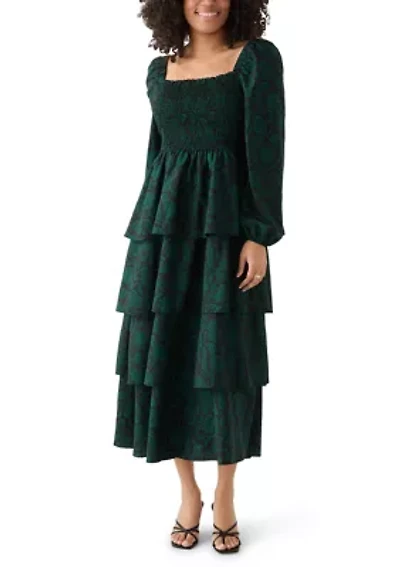 Women's Long Sleeve Tiered Midi Dress