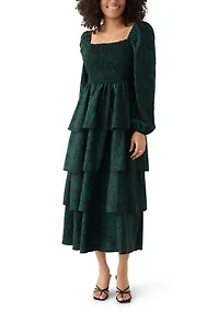 Women's Long Sleeve Tiered Midi Dress