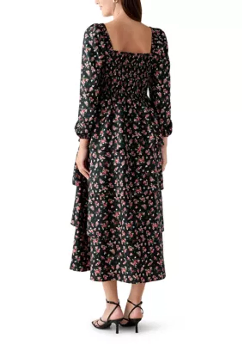 Women's Long Sleeve Tiered Midi Dress