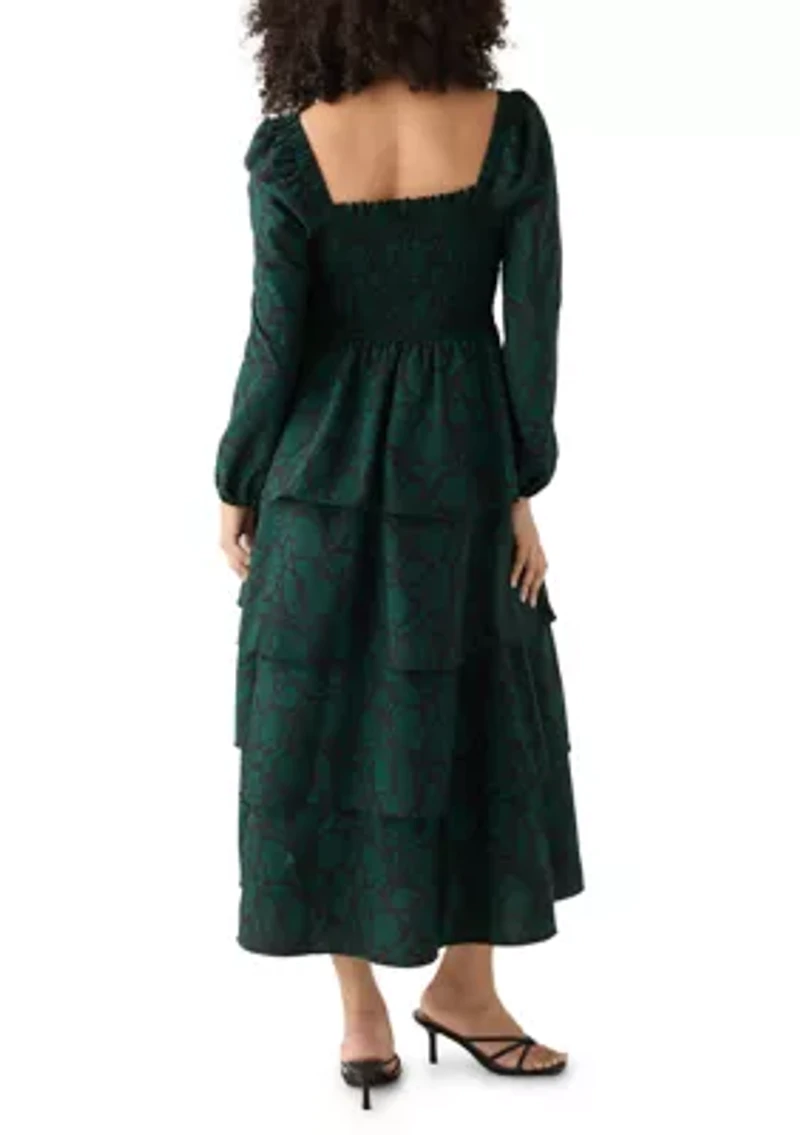 Women's Long Sleeve Tiered Midi Dress