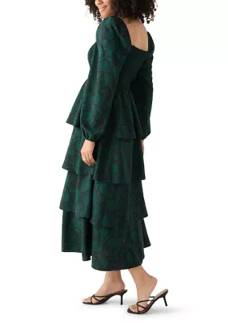 Women's Long Sleeve Tiered Midi Dress