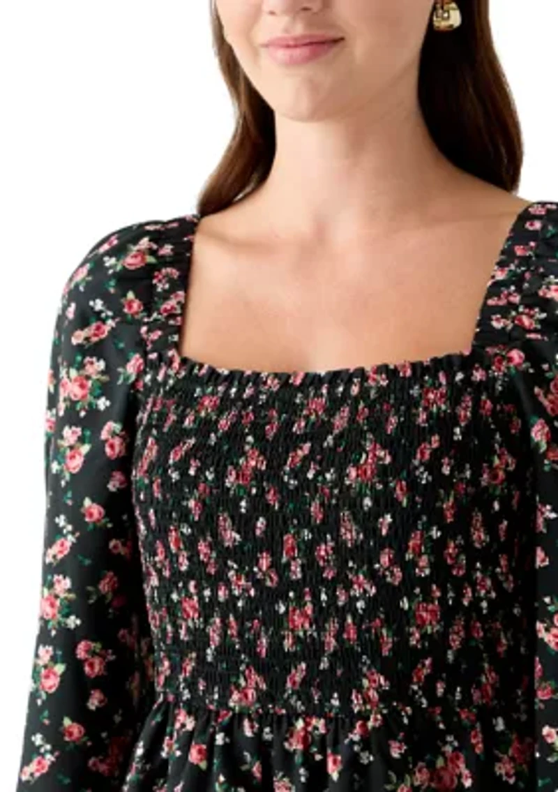 Women's Long Sleeve Tiered Midi Dress