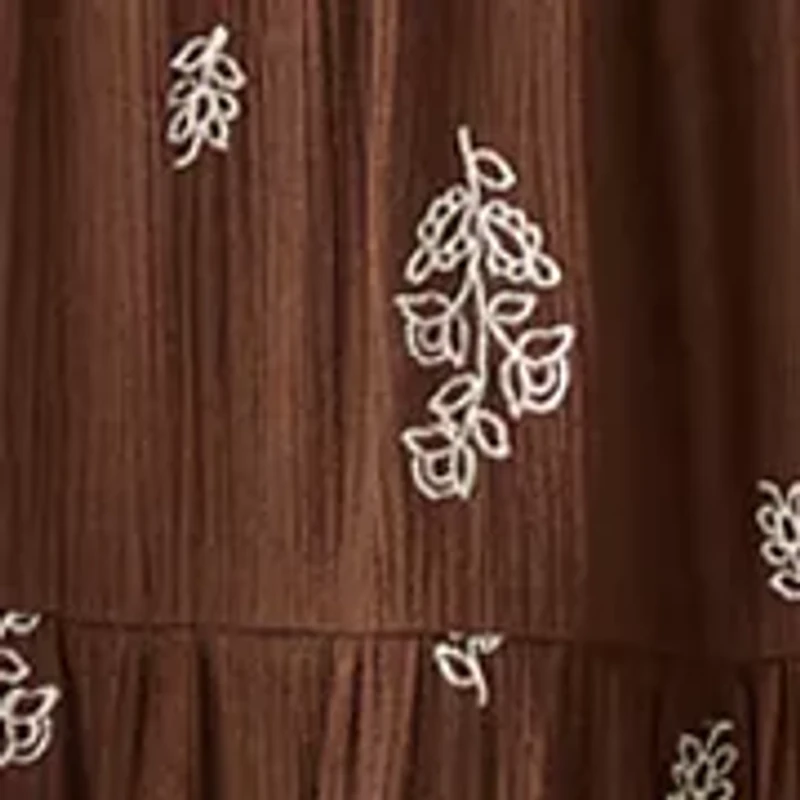 Women's Long Sleeve Floral Embroidered Maxi Dress