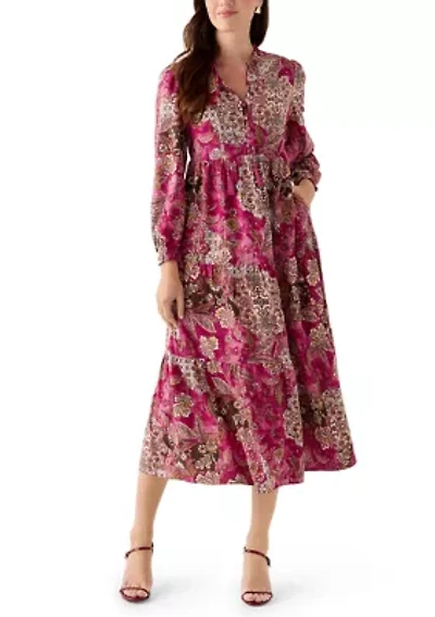 Women's Long Sleeve Embroidered Maxi Dress