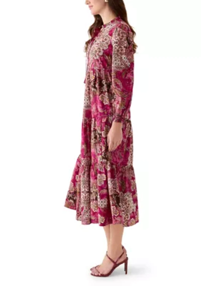 Women's Long Sleeve Embroidered Maxi Dress