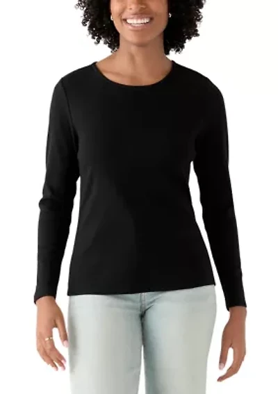 Women's Long Sleeve Envelope Button T-Shirt