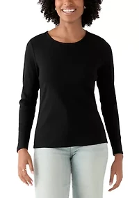 Women's Long Sleeve Envelope Button T-Shirt