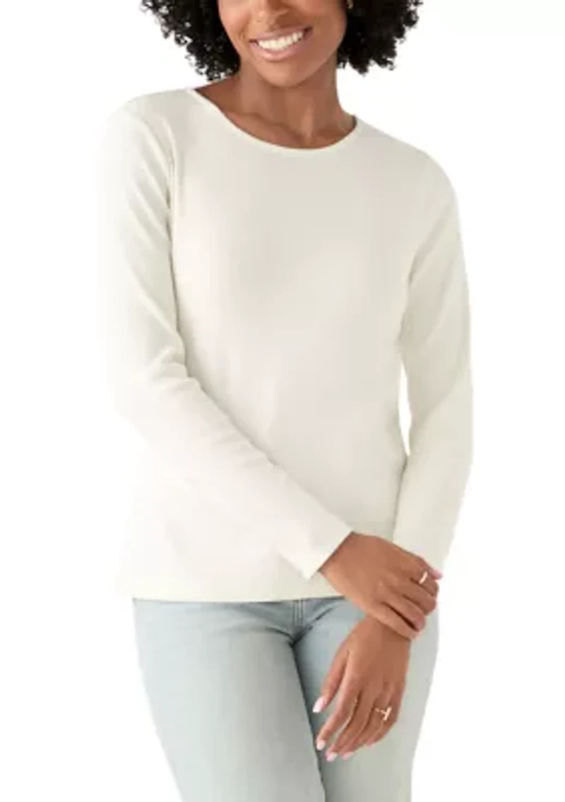 Women's Long Sleeve Envelope Button T-Shirt